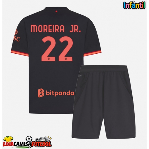 Camisa de Futebol AC Milan Diego Moreira #22 Equipamento Alternativo Infantil 2026-27 Manga Curta (+ Calças curtas)